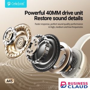 Celebrat A45 ANC Wireless Headphones – Bluetooth 5.3, Hi-Fi Stereo, 33-Hour Playtime, Type-C Fast Charging & Foldable Design in Cables-led-light-flashlight