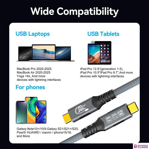 Featured 16K Thunderbolt 5 Cable 80Gbps Ultra High Speed USB-C to USB 4.0 Full-Featured Cable For MacBook Pro iPad Pro Laptop Phone in Cables-led-light-flashlight