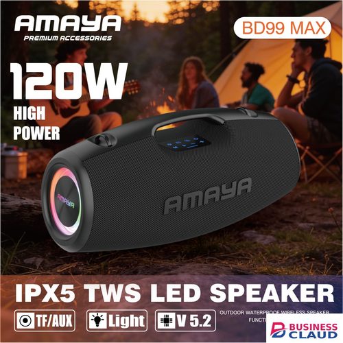 AMAYA BD99 MAX PORTABLE WIRELESS BLUETOOTH SPEAKER AMAYA BD99 MAX WIRELESS BLUETOOTH SPEAKER 120W, 24000MAH WITH HIFI SOUND, IPX6-7 WATERPROOF, STEREO SOUND QUALITY