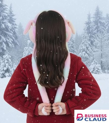 WBK869 Plush Wireless Bluetooth Headphones for girls and Teens, Cute Bunny Ear Soft Plush Headset, Bluetooth 5.3 Stereo Sound, HD Voice, Large Battery, Adjustable Over-Ear Headphones for Music, Calls. in Cable-black