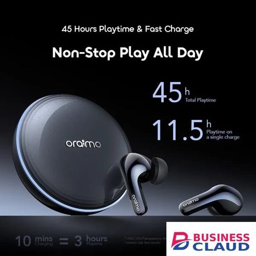 Original [ORIGINAL] oraimo Space Buds 2 AI Smart 45hrs Playtime True Wireless Earbuds AI Translation & Voice Prompt, Infinite Light Effect, Smart Remote Control on Case in Charging-cables-12w-led-torch-black