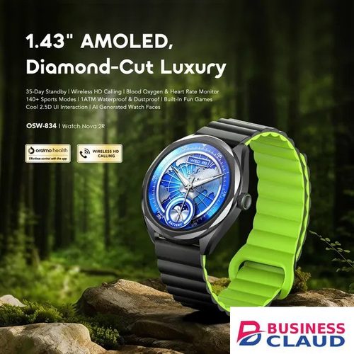 oraimo Watch Nova 2R 1.43" AMOLED 35-Day Standby Smart Watch 1ATM Waterproof Blood Oxygen & Heart Rate Monitor AI Generated Watch Faces Anti Scratch Panda Glass Rate in Cable-black