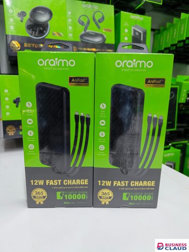 Portable Power Bank 10000mAh Oraimo Slice Link OPB-P5101 12W Fast Charging with Built-in Lightning, Type-C & Micro USB Cables in Charging-cabl