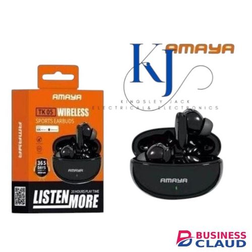 AMAYA TK 05 WIRELESS EARBUDS;WITH HIGH TENSION VOICE COIL UNIT AND SMOOTH SOUND QUALITY.