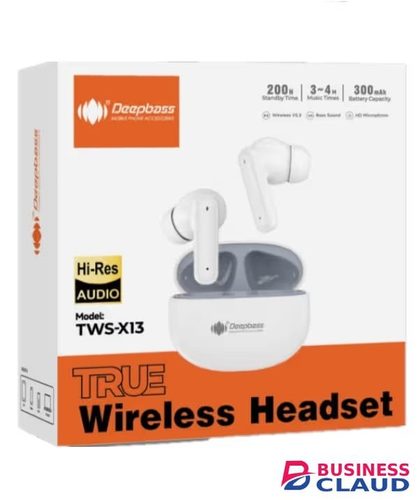Deep Bass X13 True Wireless Bluetooth Earbuds with Charging Case, Stereo Sound, Touch Control and Portable Design
