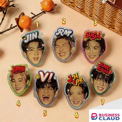 BTS Fans Phone Holder Stand, Kpop IDOL V SUGA Jimin Jungkook Acrylic Resin Drop Balloon Grip Socket Cell Phone Kickstand, Portable Foldable Stick-on Back Stand For All Phones, Fan Gift in Cable-black
