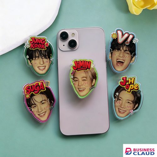 BTS Fans Phone Holder Stand, Kpop IDOL V SUGA Jimin Jungkook Acrylic Resin Drop Balloon Grip Socket Cell Phone Kickstand, Portable Foldable Stick-on Back Stand For All Phones, Fan Gift