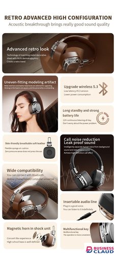 New New Head Mounted Mirad Retro Style Bluetooth Earphones Wireless Sports Long Range Gaming Earphones Universal for Mobile Phones in Cables-led-light-flashlight