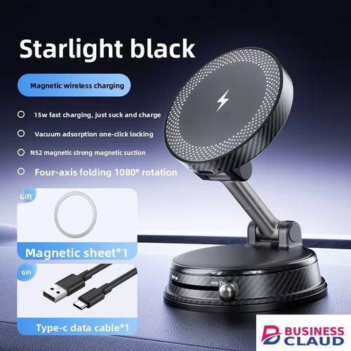 New New Multifunctional Rotary Vacuum Adsorption Bracket Car Navigation Vacuum Magnetic Wireless Charging in Usb-cable-black