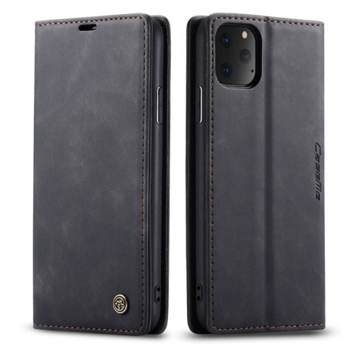iPhone 11 Pro Wallet Retro Black Suede Leather Flip Case