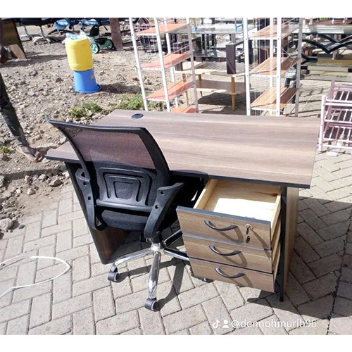 Desk and Black Office chair