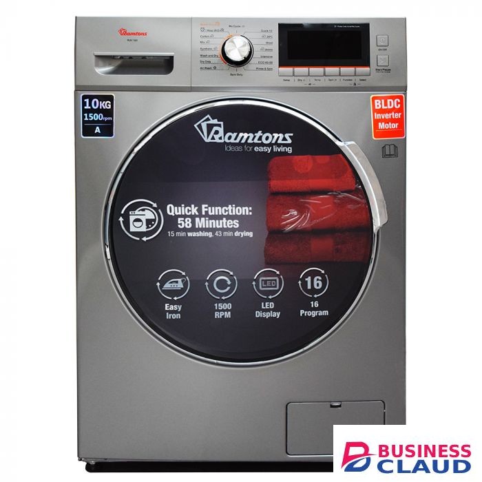 RAMTON FRONT LOAD FULLY AUTOMATIC 10KG WASHER, 6KG DRYER, SILVER (RW/160)