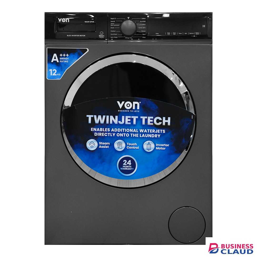 VON HOTPOINT WASHING MACHINE 12KG FRONT LOAD 1400Rpm(VALW-12FVK)