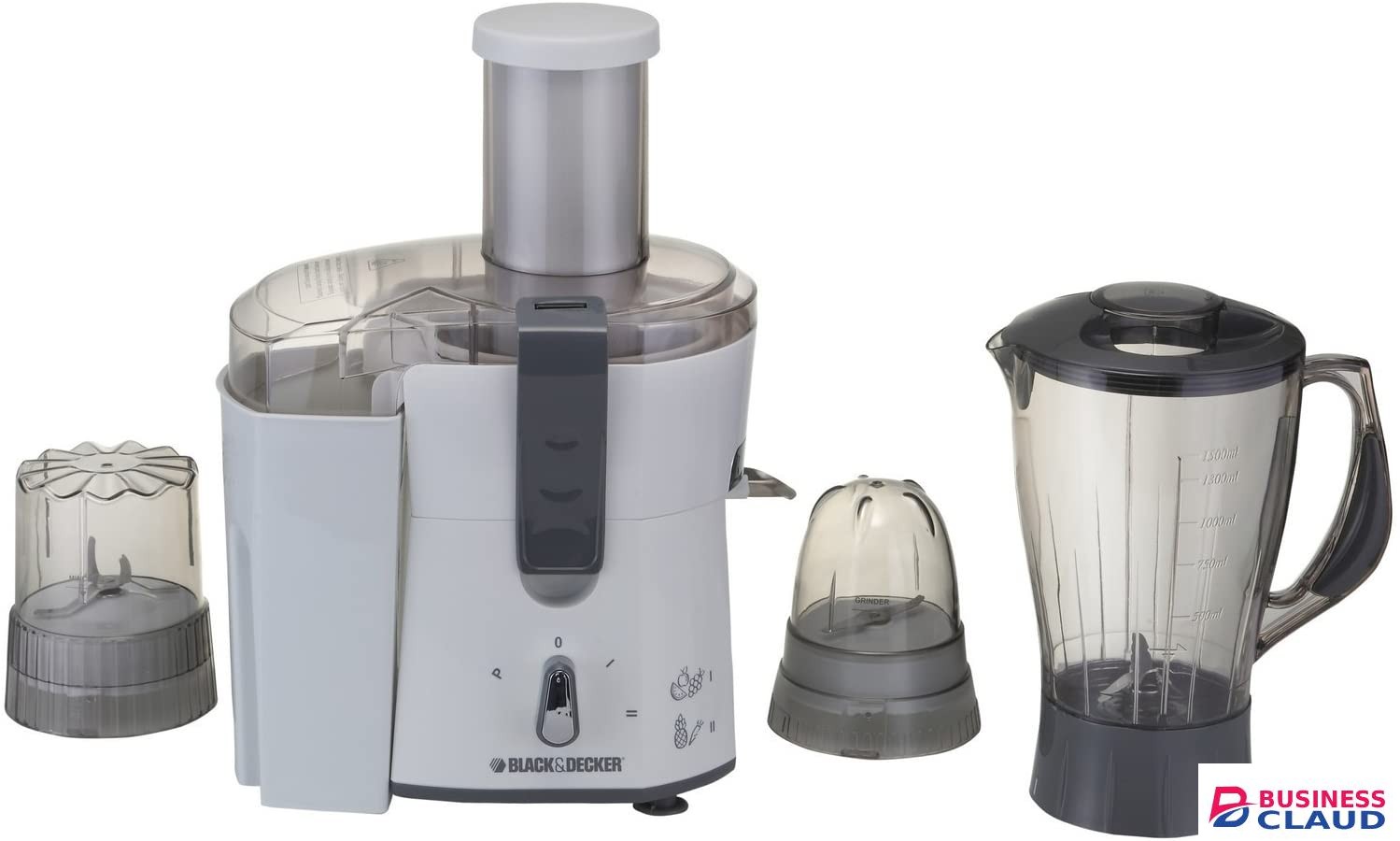 Black+Decker Four-in-One Juicer, Blender & Grinder 1.5L 2 Speed (JBGM600-B5)
