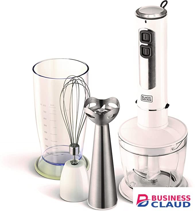 Black+Decker 4 In 1 Stainless Steel Stem Hand Blender With Chopper And Whisk 400W 1.5L(SB4000-B5)