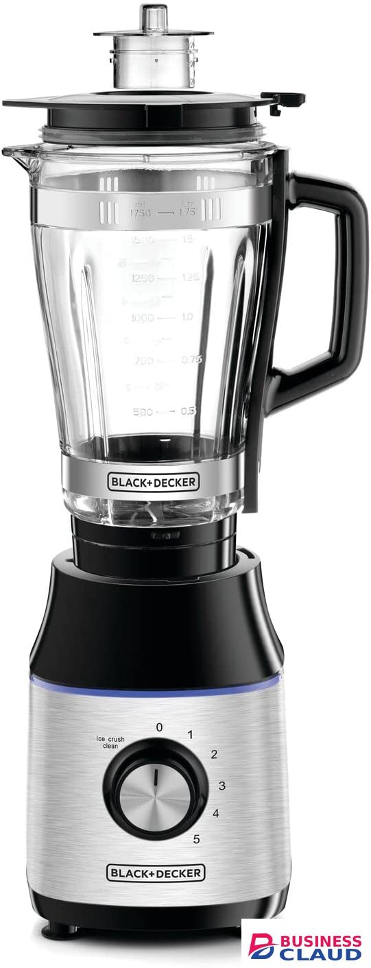 Black+Decker High Speed Premium Blender with Glass Jar Black/Silver 700W 1.75L(BX650G-B5)