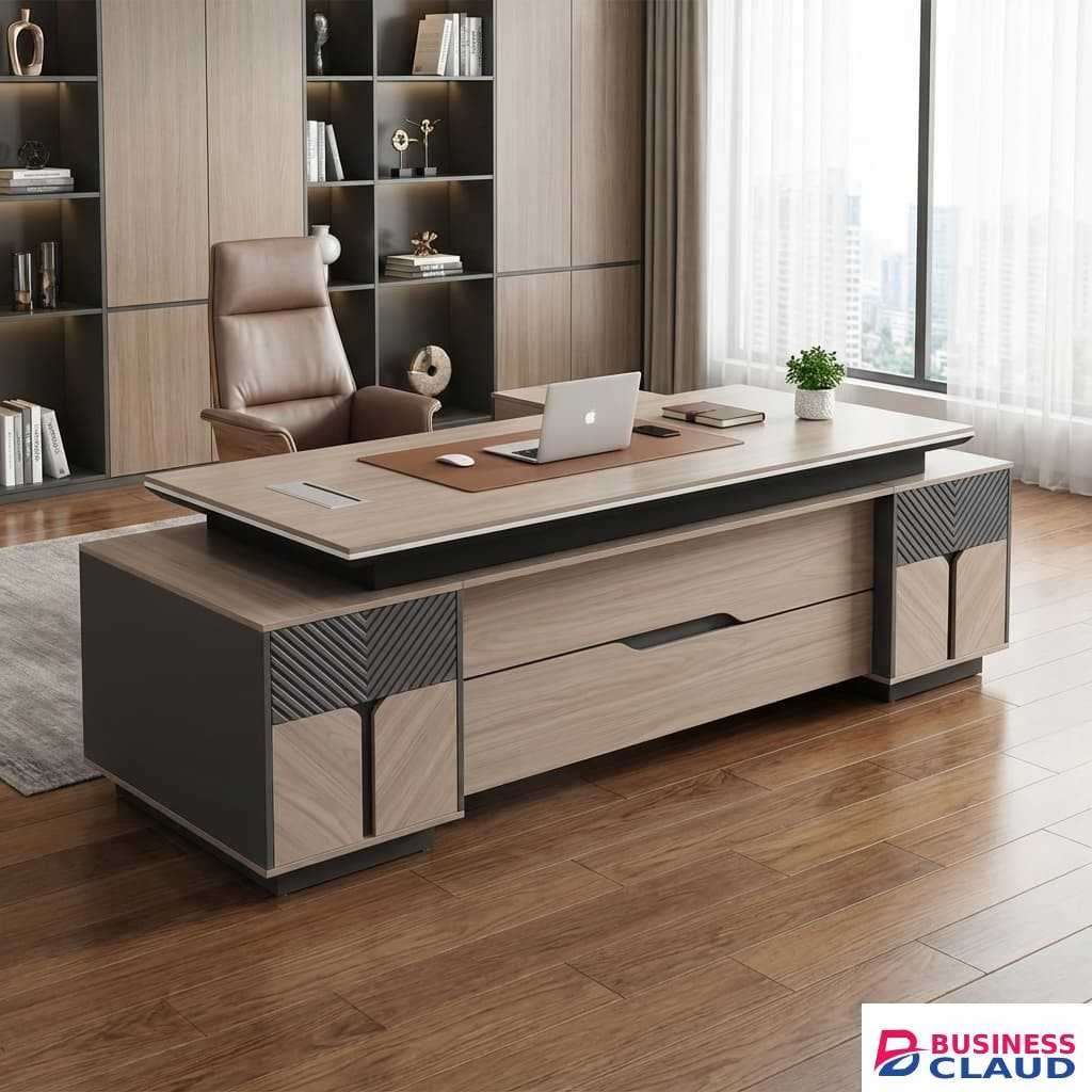 Executive L-Shaped Office Desk – Modern Design with Smart Storage