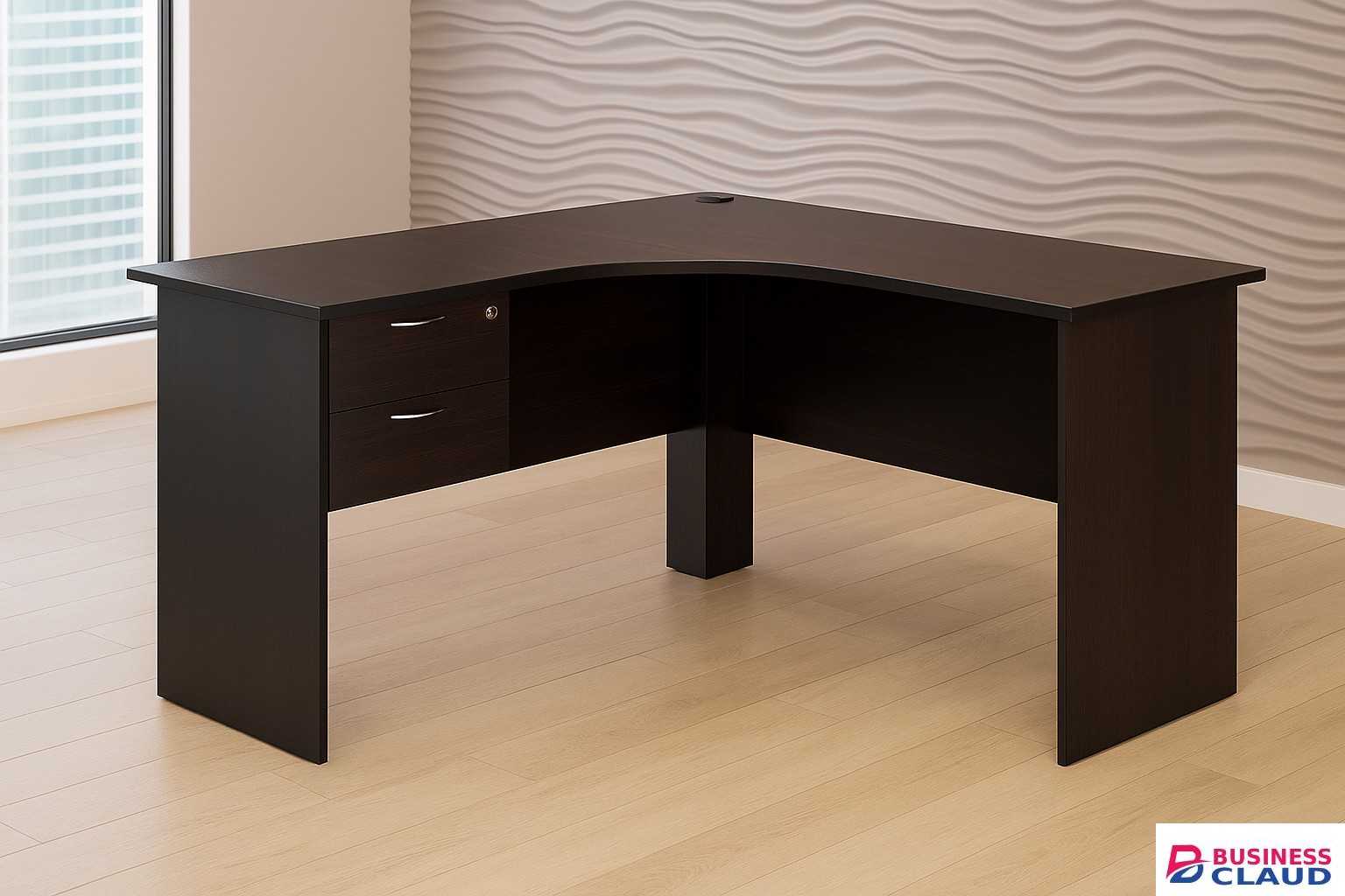 L-Shaped Corner Office Desk – 2-Drawer Compact Workstation (1.2m)