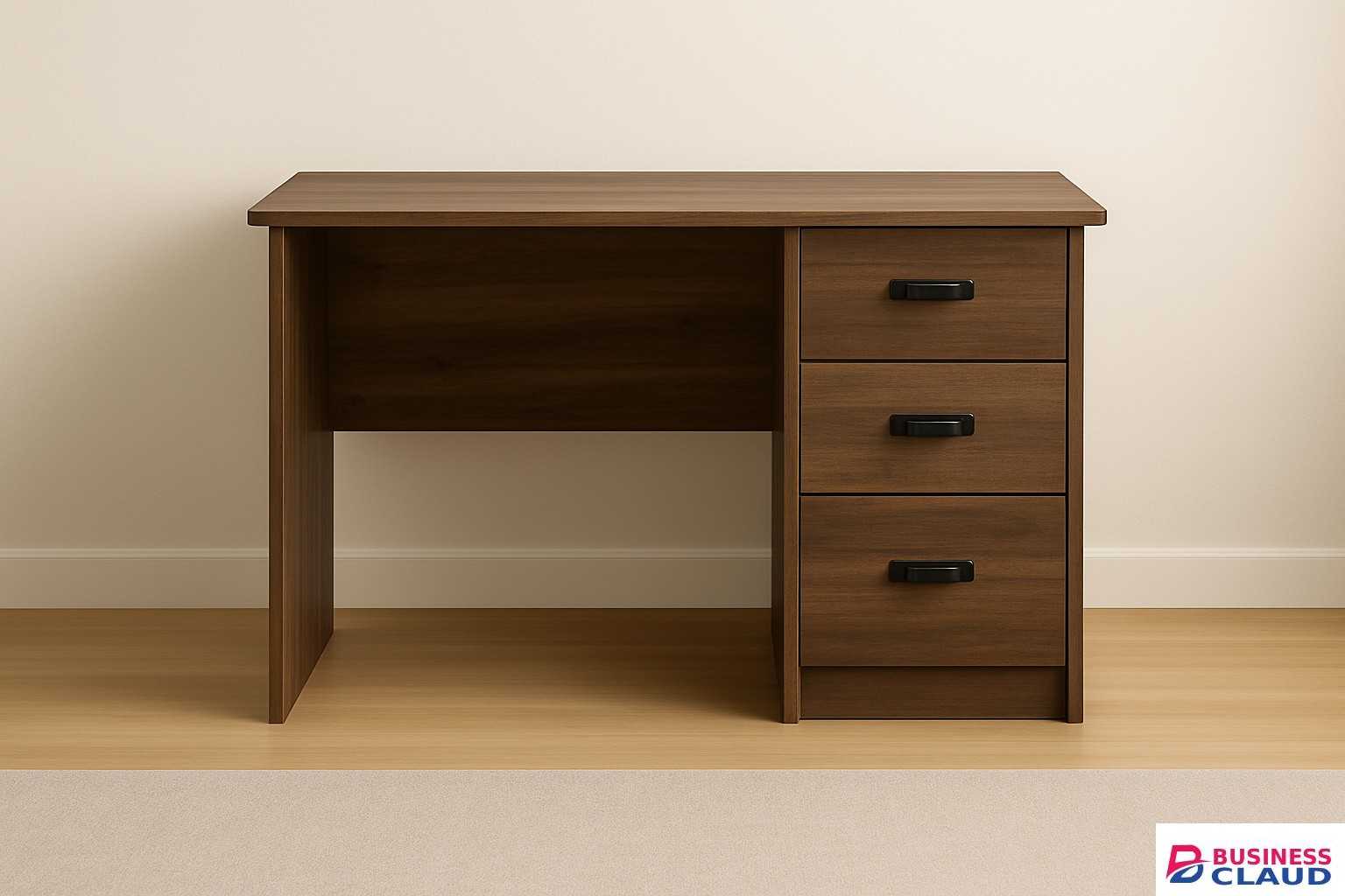 1.2m Wooden Office Desk – Deluxe 3-Drawer Design in Walnut Finish