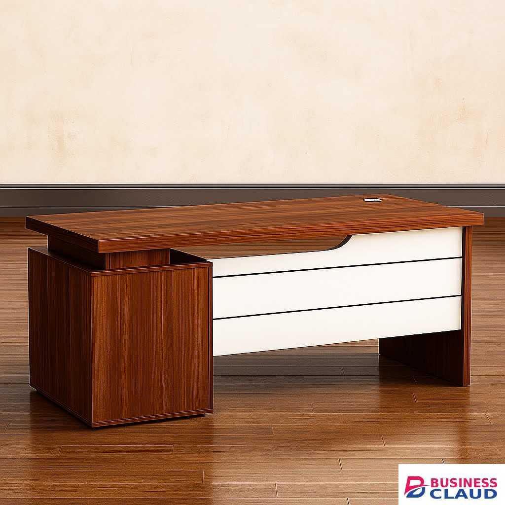 1.2M Executive Office Desk – Walnut Finish with White Accent Panel