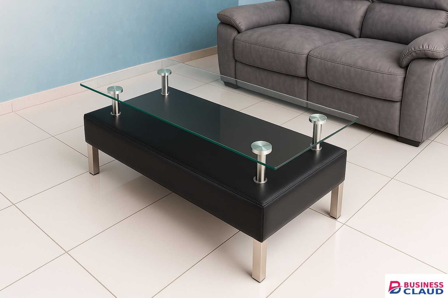 Modern Glass Coffee Table – Black Base & Chrome Legs