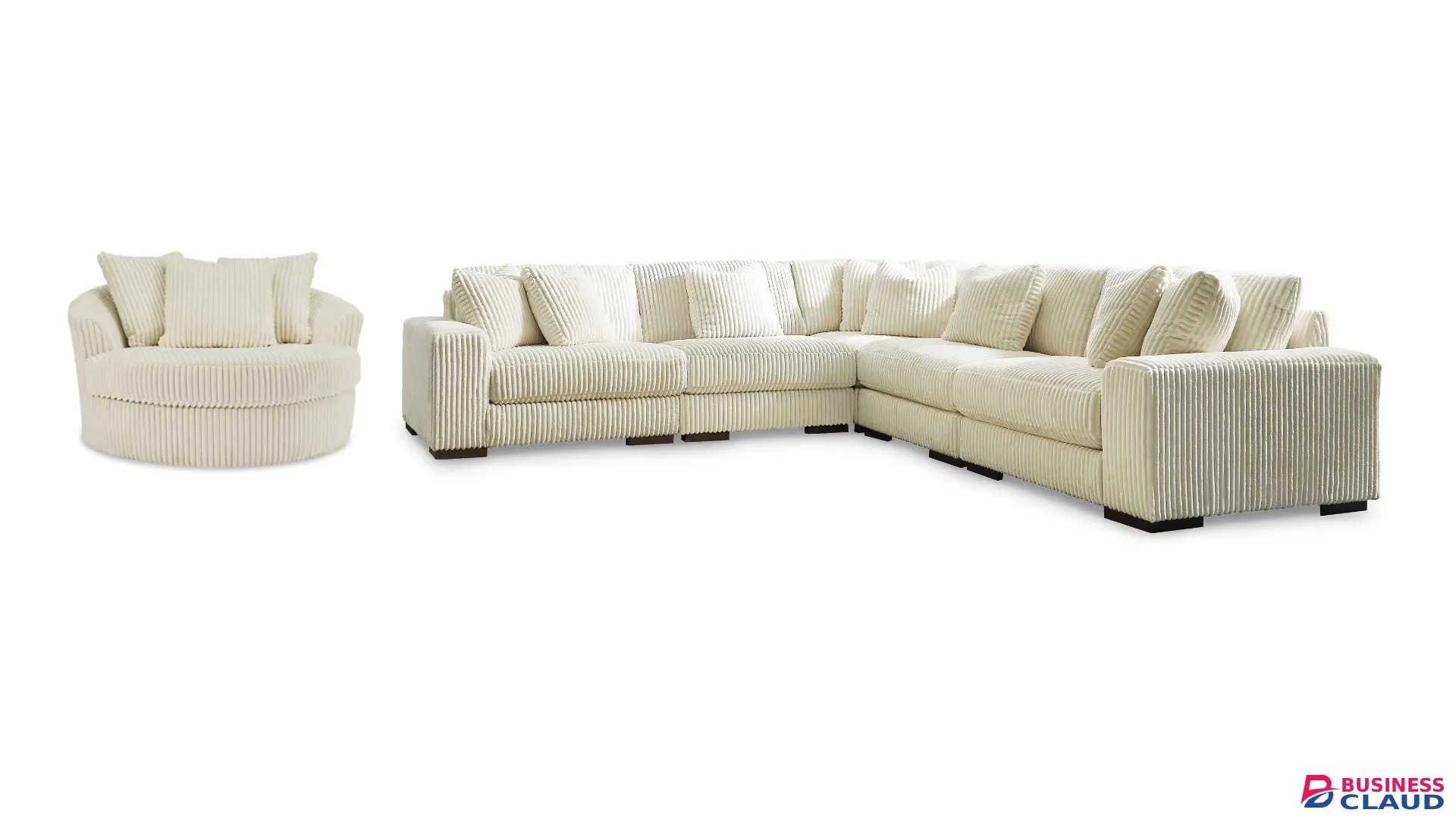 LINDYN SECTIONAL SOFA SET WITH OTTOMAN & SWIVEL CHAIR