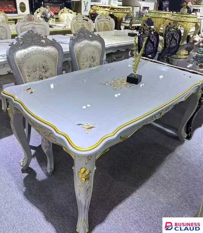 Gold Carved Dining Table Set