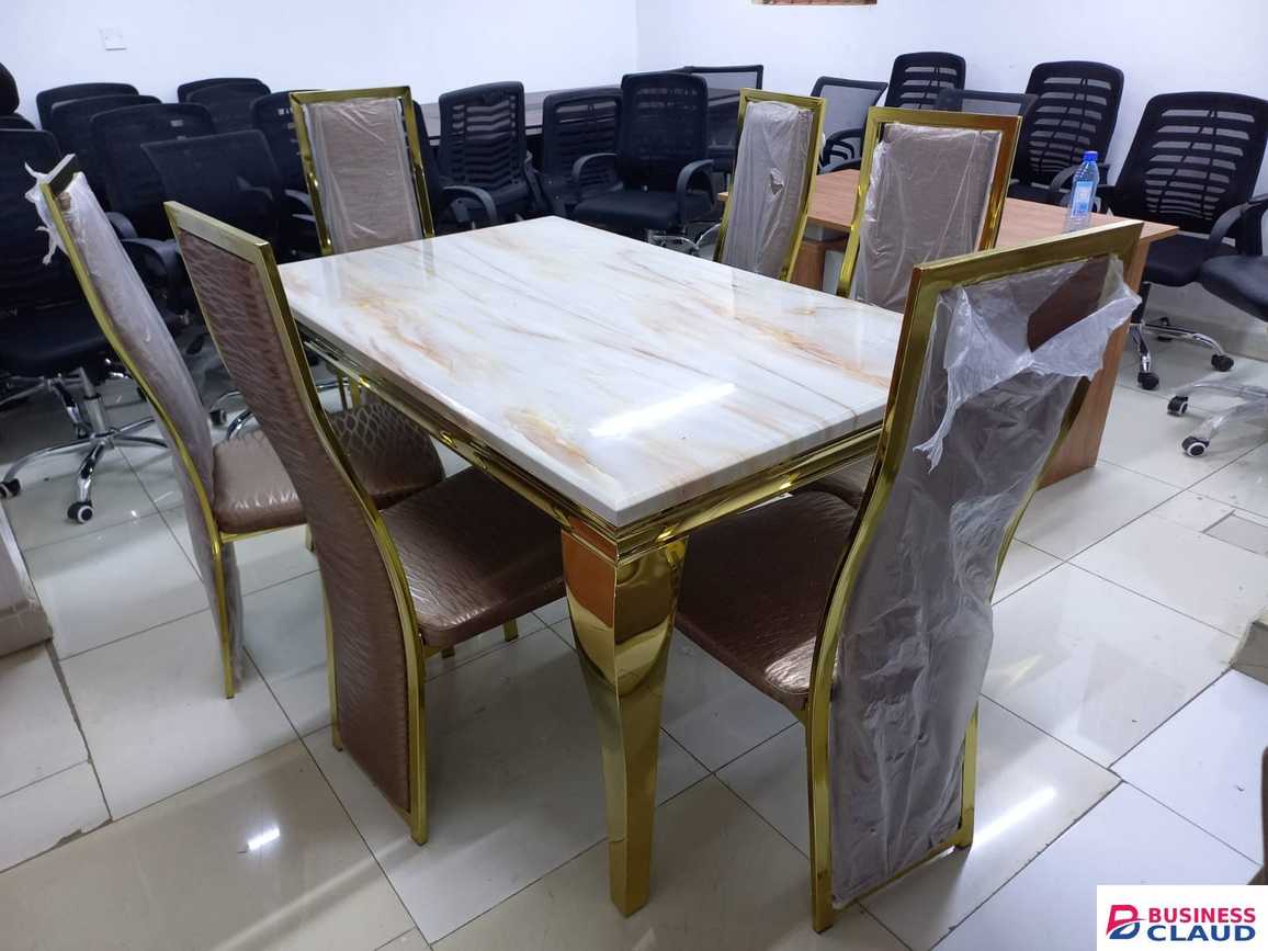 6 Seater Marble Top Dining Table