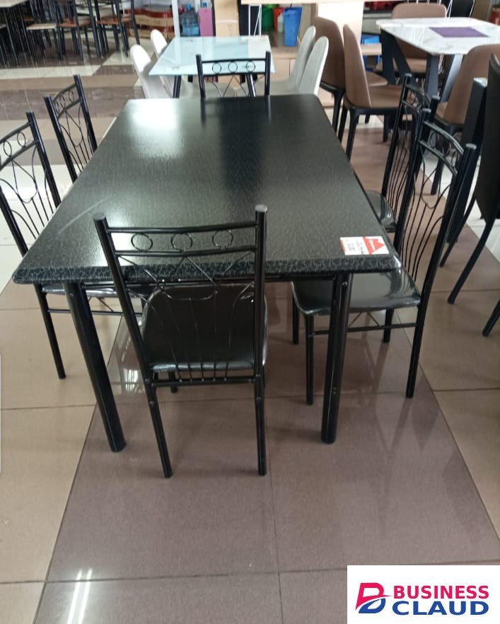 Black Granite Dining Table Set