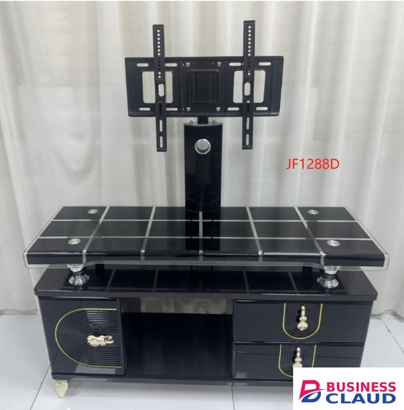 Black Glass TV Stand with Mount