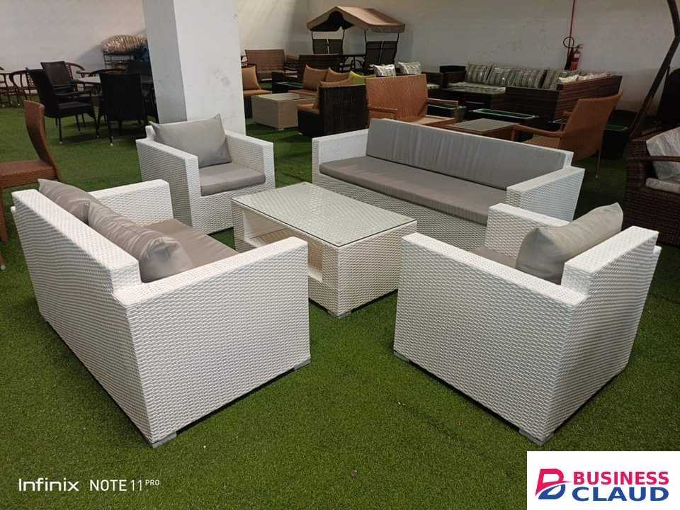 White Rattan Sofa Set