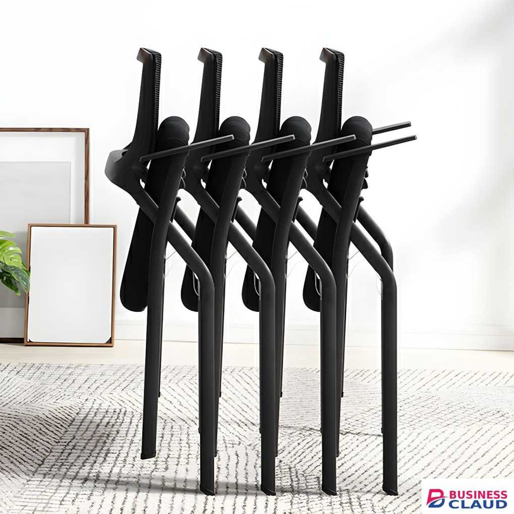 Black Modern Task Chair with Fixed Arms
