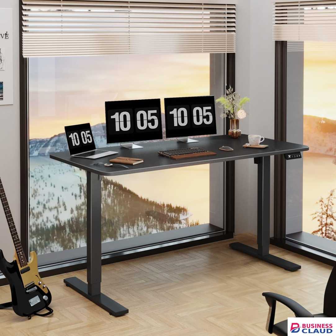 Black Height adjustable electric desk