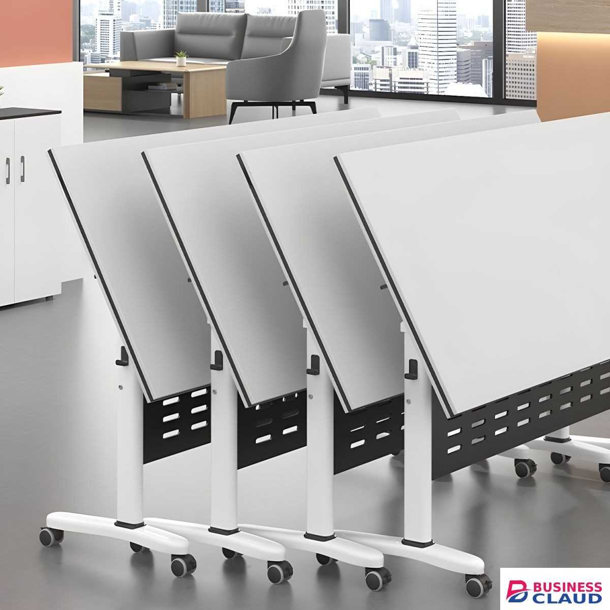 Double Pedestal Foldable Table - Furniture Mart