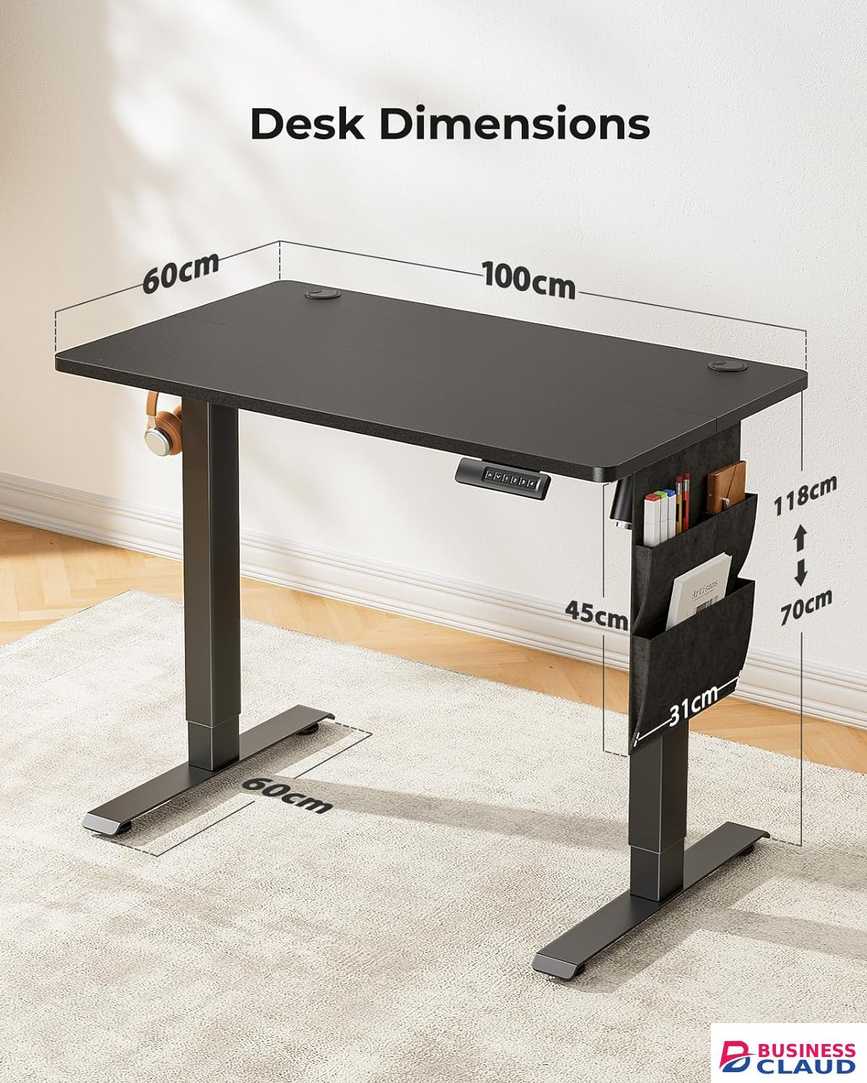 Height Adjustable 120x60cm Standing Desk - Furniture Mart