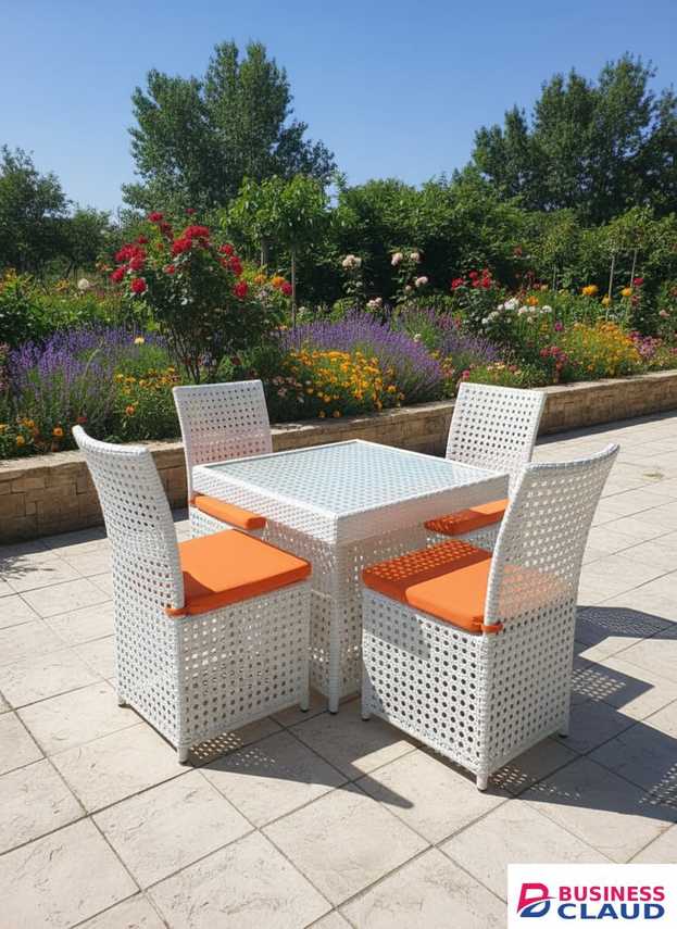White Rattan Dining Set