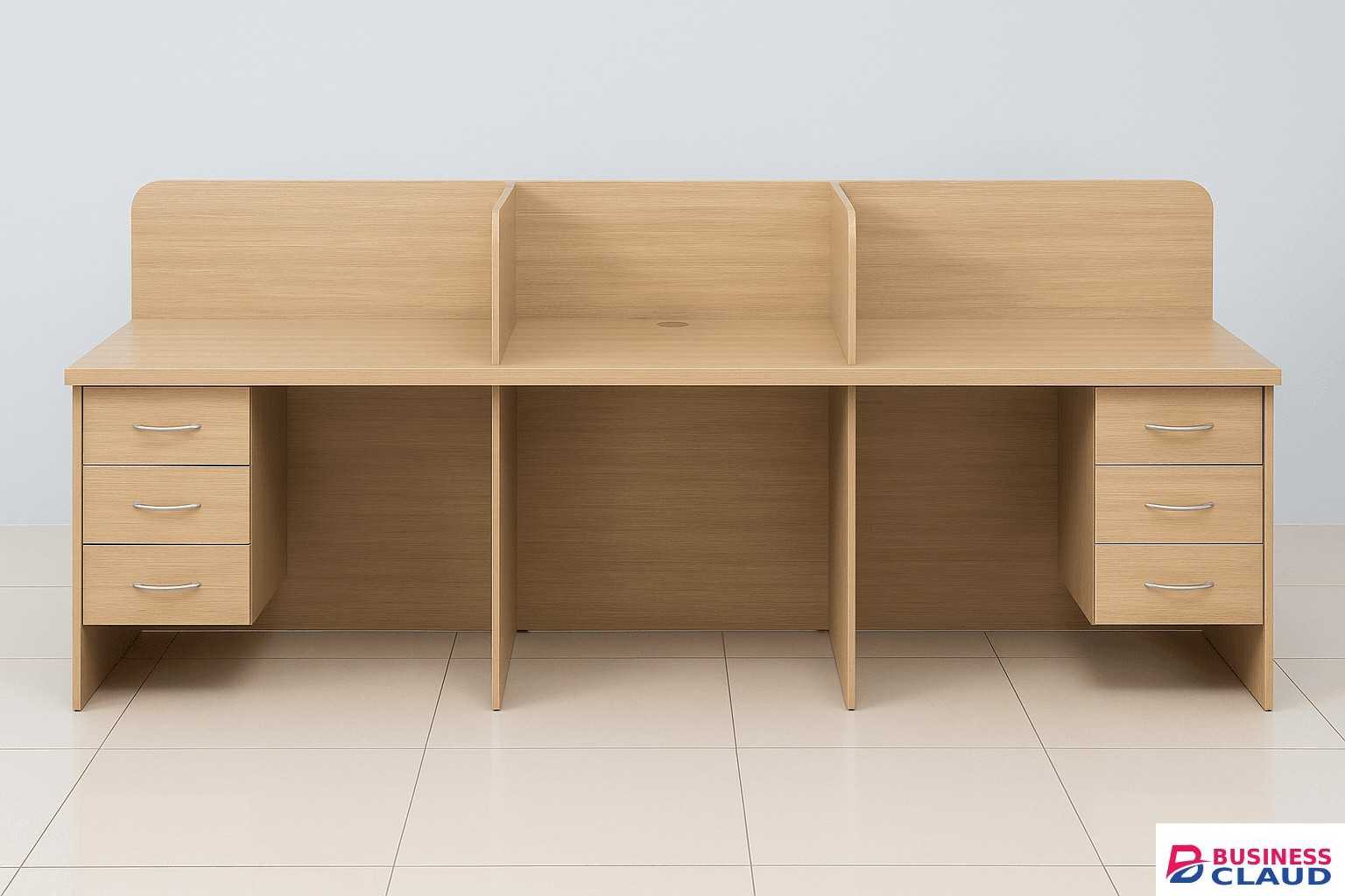 3-Seater Wooden Office Workstation
