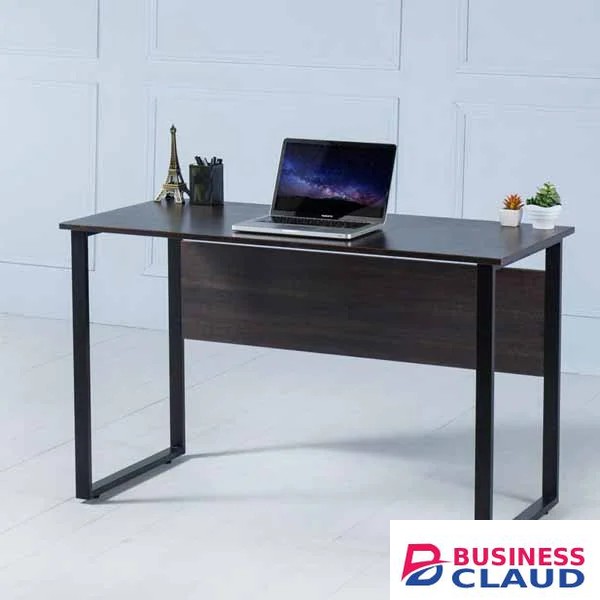 Modern Wooden Office Desk With Minimalist Steel Frame