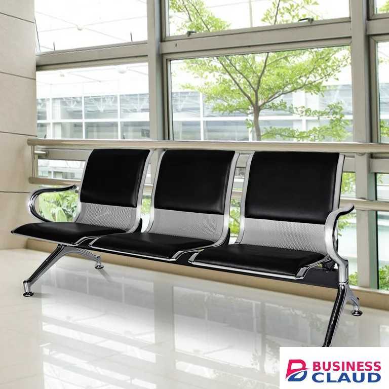 Black Leather Waiting Bench