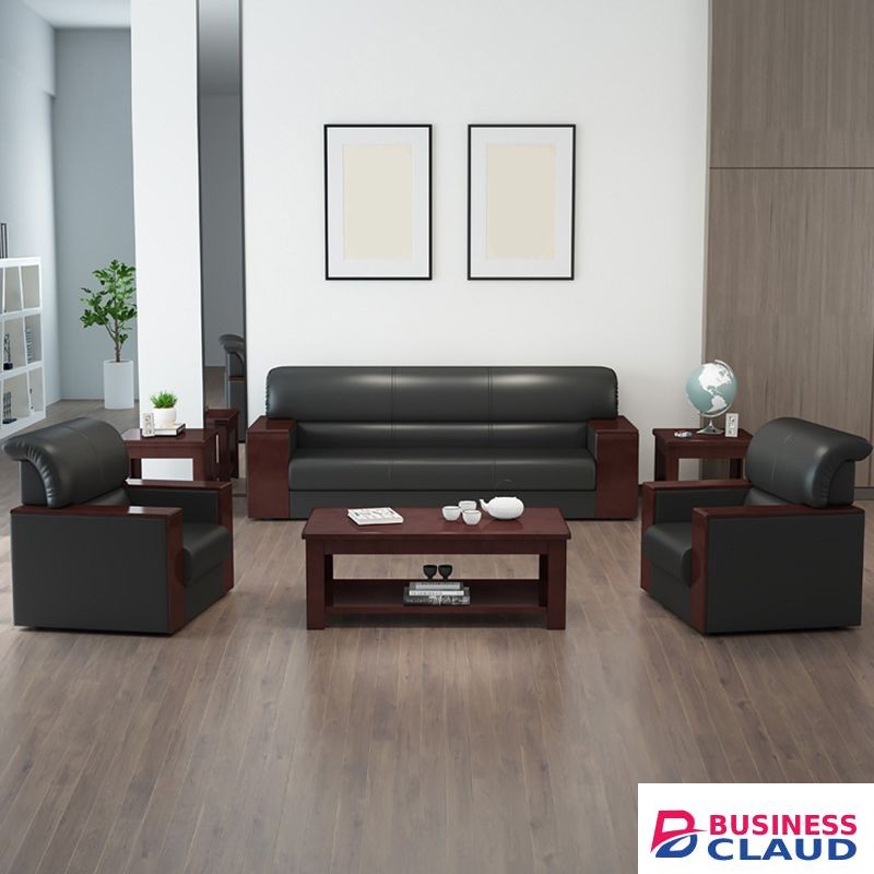 5-Seater Black Office Sofa