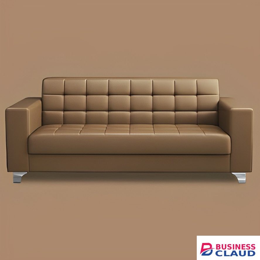 Brown 3 Seater Office Sofa