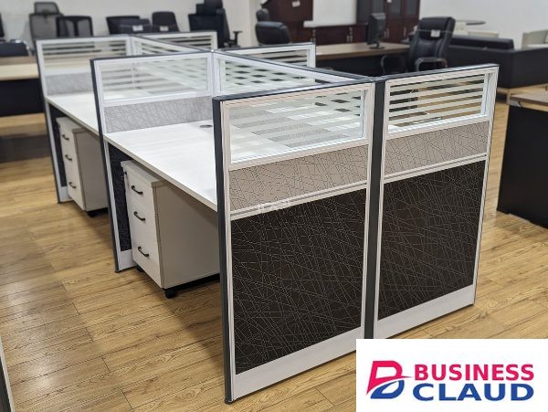 4-seater Grey Office Workstation