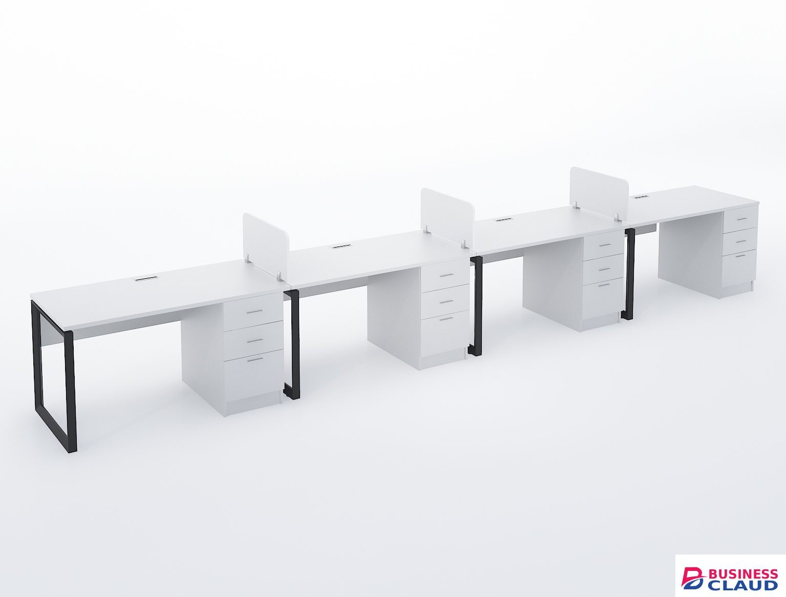 Metal Legged 4 Way Workstation Linear