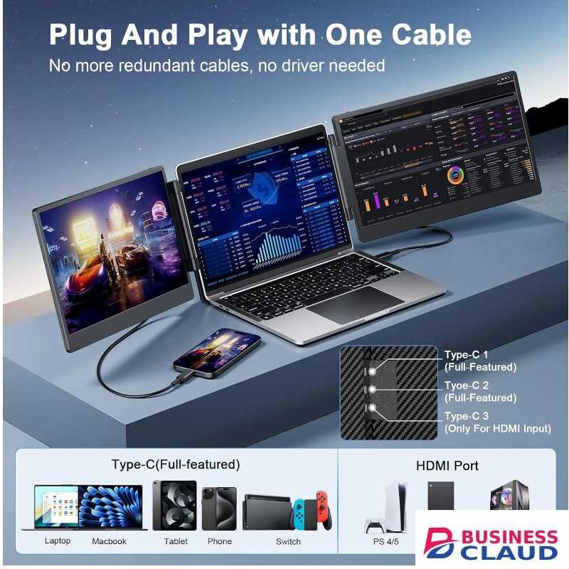 V2COM Triple Laptop Monitor Extender 14'' S3