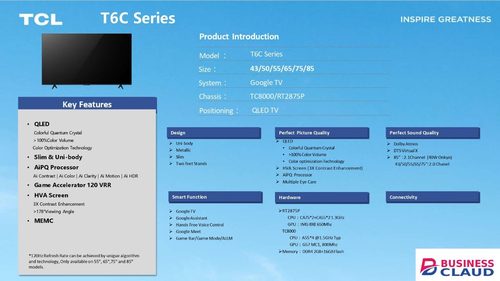 Free TCL 50T6C 50 Inch QLED Smart TV in Wifi-app-store-inbuilt-decoder