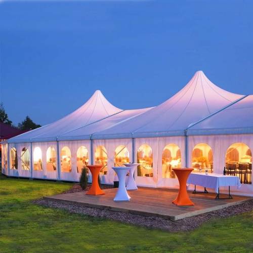 Spacious High Peak 1000-Seater Mixed Tent for Large Events in Purple-and-white-ku320hdi