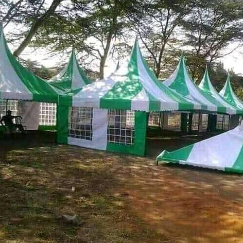 100-person high peak tent for graduation party (Green & White) in Upper-hill