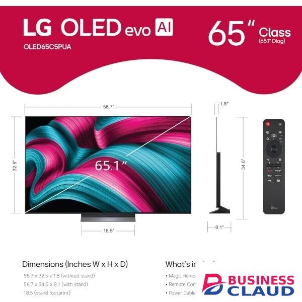 LG 65 Inch OLED Evo AI C5 4K HDR Smart TV 65C5