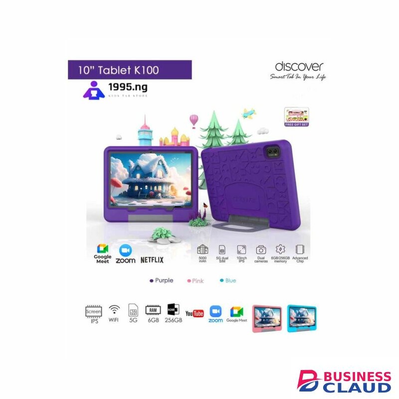 Discover K100 10 Inch 512GB 6GB RAM Android Kids Android Tablet Dual Sim 5G Wi