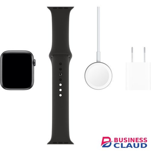 Apple Watch Series 5 (GPS + Cell, 44mm, Space Gray Aluminum, Black Sport Band)